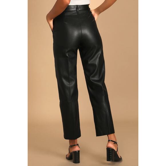 Levi's Premium Math Club Slacks Black Faux Leather High Rise Straight Leg 27 - Picture 4 of 14